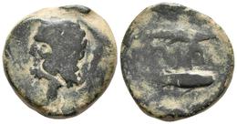SEXI. Semis. 200-20 A.C. Almuñecar (Granada). A/ Cabeza Barbada De Hércules A Izquierda Detrás Clava. R/ Dos Atunes A De - Keltische Münzen