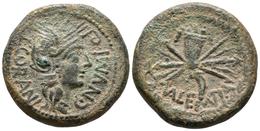 VALENTIA. As. 150-50 A.C. Valencia. A/ Cabeza De Roma A Derecha, Alrededor Leyenda Externa L. CORANI-C.NVMI Q. R/ Cornuc - Keltische Münzen