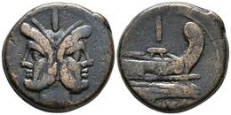 ACUÑACIONES ANONIMAS. As. 157-156 A.C. Roma. A/ Cabeza De Jano Bifronte, Encima I. R/ Proa De Nave A Derecha, Encima I,  - República (-280 / -27)