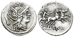 L. JULIUS. Denario. 101 A.C. Roma A/ Cabeza De Roma A Derecha, Detrás Espiga. R/ Victoria En Biga A Derecha, Debajo L.IU - República (-280 / -27)