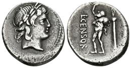 L. MARCIUS CENSORIUS. Denario. 82 A.C. Roma. A/ Cabeza De Apolo Laureado A Derecha. R/ Sátiro Marsyas A Izquierda Con El - Republic (280 BC To 27 BC)