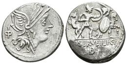 M. SERVILIUS. Denario. 100 A.C. Norte De Italia. A/ Busto De Roma A Derecha, Detrás Letra Griega. R/ Dos Guerreros Lucha - Republic (280 BC To 27 BC)