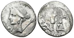 JULIO CESAR. Denario. 46-45 A.C. Ceca Militar Móvil (Hispania). A/ Busto Drapeado De Venus A Izquierda, Delante Lituus Y - Other & Unclassified