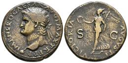 NERON. As. 66 D.C. Lugdunum (Lyon). A/ Cabeza Laureada A Izquierda. IMP NERO CAESAR AVG P MAX TR POT P P. R/ Victoria Av - Other & Unclassified