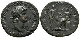 NERON. Sestercio. 65 A.C. Lugdunum. A/ Busto Laureado A Derecha. NERO CLAVD CAESAR AVG GER P M TR P IMP P P. R/ Ceres Se - Autres & Non Classés