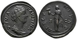 FAUSTINA I. Sestercio. 146-161 D.C. Roma. A/ Busto Drapeado A Derecha. DIVA FAVSTINA. R/ Aeternitas Estante A Izquierda  - Autres & Non Classés