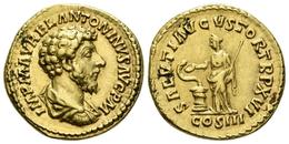 MARCO AURELIO. Aureo. 161-162 D.C. Roma. A/ Cabeza A Derecha, Drapeado Y Con Coraza. IMP M ANTONINVS AVG PM. R/ Salus Es - Altri & Non Classificati