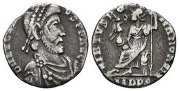 EUGENIO. Siliqua. 392-394 D.C. Mediolanum (Milán). A/ Busto Con Diadema De Perlas Y Drapeado Con Coraza. DN EVGENIVS PF  - Autres & Non Classés