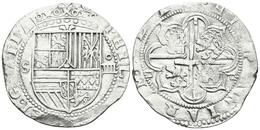 FELIPE II. 4 Reales. S/D. Sevilla. P Cuadrada En 3º-4º Cuartel, Flor De Lis Entre Corona Y Escudo. Cal-393. Ar. 13,55g.  - Other & Unclassified