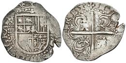 FELIPE II. 4 Reales. 1592. Sevilla B. Cal-401. Ar. 13,40g. MBC+. Rara. - Other & Unclassified