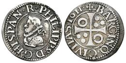 FELIPE III. 1/2 Croat. 1611. Barcelona. Punto Antes De La D Y Fecha Seguida De Cruz Entre Puntos. Cal-534. Ar. 1,46g. MB - Other & Unclassified