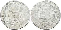 CARLOS II. 1 Patagón. 1677. Amberes. Vti. 396; Vanhoudt 698.AN; Van Gelder & Hoc 350-1a. Ar. 27,22g. MBC+. - Other & Unclassified