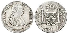 CARLOS IV. 1/2 Real. 1807. México TH. Cal-1302. Ar. 1,66g. MBC+. - Other & Unclassified