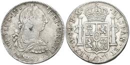 CARLOS IV. 8 Reales. 1789. México FM. Busto De Carlos III Y Ordinal IV. Cal-681. Ar. 26,57g. Doble Acuñación En Parte De - Autres & Non Classés