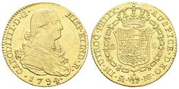 CARLOS IV. 2 Escudos. 1794. Madrid MF. Cal-328. Au. 6,72g. Buen Ejemplar. MBC+. - Other & Unclassified