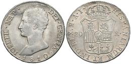 JOSE NAPOLEON. 20 Reales. 1810. Madrid AI. Cal-25. Ar. 27,02g. Restos Del Brillo Original. EBC+. - Other & Unclassified