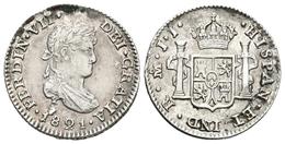 FERNANDO VII. 1/2 Real. 1821. México JJ. Cal-1353. Ar. 1,69g. MBC+. - Other & Unclassified