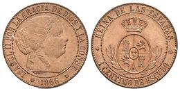 ISABEL II. 1 Céntimo De Escudo. 1866. Barcelona, Sin OM. Cal-651. Ae. 2,50g. Brillo Original. SC. - Autres & Non Classés