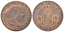 ISABEL II. 1 Céntimo De Escudo. 1867. Segovia OM. Cal-664. Ae. 2,39g. Brillo Original. EBC+. - Other & Unclassified