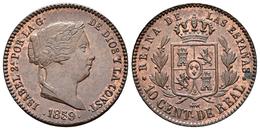 ISABEL II. 10 Céntimos De Real. 1859. Segovia. Cal-605. Ae. 3,91g. Parte De Brillo Original. SC-. - Other & Unclassified