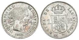 ISABEL II. 1 Real. 1860. Barcelona. Cal-404. Ar. 1,25g. Bonita Pátina. EBC+. - Other & Unclassified