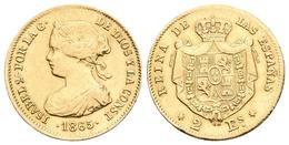 ISABEL II. 2 Escudos. 1865. Madrid. Cal-122. Au. 1,67g. MBC. Escasa. - Other & Unclassified