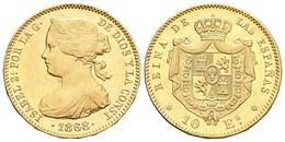 ISABEL II. 10 Escudos. 1868 *18-73. Madrid. Cal-48. Au. 8,42g. EBC+/SC-. Ex Ibercoin 11. - Otros & Sin Clasificación