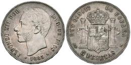 ALFONSO XII. 5 Pesetas. 1885 *18-87. Madrid MSM. Cal-42. Ae. 24,87g. Preciosa Pátina. EBC. - Otros & Sin Clasificación