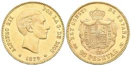 ALFONSO XII. 25 Pesetas. 1879 *18-79. Madrid EMM. Cal-9. Au. 8,07g. EBC. - Andere & Zonder Classificatie