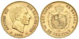 ALFONSO XII. 25 Pesetas. 1881 *18-81. Madrid MSM. Cal-14. Au. 8,07g. MBC-. - Other & Unclassified