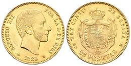 ALFONSO XII. 25 Pesetas. 1883 *18-83. Madrid MSM. Cal-18. Au. 8,06g. Rayitas En Anverso. EBC+. Escasa. Ex. Ibercoin 18. - Otros & Sin Clasificación