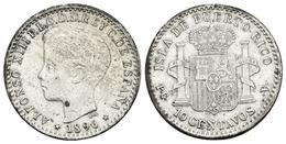 ALFONSO XIII. 10 Centavos. 1896. Puerto Rico PGV. Cal-85. Ar. 2.42g. MBC. - Sonstige & Ohne Zuordnung