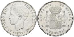 ALFONSO XIII. 5 Pesetas. 1899 *18-99. Madrid SGV. Cal-28. Ar. 24,80g. EBC+. - Other & Unclassified