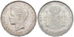 ALFONSO XIII. 5 Pesetas. 1897 *18-97. Madrid SGV. Cal-26. Ae. 24,90g. MBC+. - Other & Unclassified