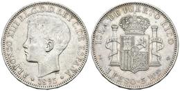 ALFONSO XIII. 1 Peso. 1895. Puerto Rico PGV. Cal-82. Ar. 24,90g. Rayitas En Anverso Y Golpecitos En El Canto. MBC. Rara. - Other & Unclassified