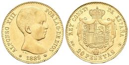 AFONSO XIII. 20 Pesetas. 1889 *18-89. Madrid MPM. Cal-4. Au. 6,44g. Rayitas En Anverso. MBC+. - Other & Unclassified