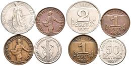 ASTURIAS Y LEON. Serie Completa 50 Cts, 1 Pta (dos Tipos De Metal) Y 2 Ptas. 1937. Cal-4. Cu-Ni. MBC+/EBC. - Other & Unclassified