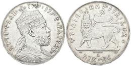 ETIOPIA. Menelik II. 1 Birr. 1895. Paris A. Km#19. Ar. 28,10g. MBC+. - Otros & Sin Clasificación