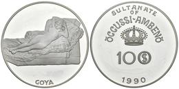 OCCUSSI-AMBENO. 100 Dollars. 1990. Maja Desnuda De Goya. Ar. 31,17g. PROOF. - Otros & Sin Clasificación