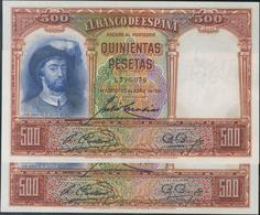 500 Pesetas. 25 De Abril De 1931. Sin Serie. Pareja Correlativa. (Apresto Original). (Edifil 2017: 361). - Altri & Non Classificati