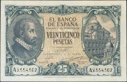 25 Pesetas. 9 De Enero De 1940. Serie A. (Invisible Doblez Vertical). (Edifil 2017: 436). EBC. - Otros & Sin Clasificación