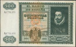 500 Pesetas. 9 De Enero De 1940. Serie A. (Edifil 2017: 439). Cortecito En El Margen Superior E Izquierdo Y Apresto Orig - Autres & Non Classés