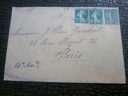 France Variétés-Curiosités,Variété Chromatique Timbre Vert Vert Clair Semeuse N°137/130:1921-Lettre Document Marcophilie - Storia Postale