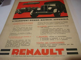 ANCIENNE PUBLICITE TRANSPORT  RENAULT 1931 - Camion