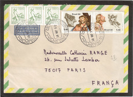 E13 - BRESIL Lettre Pour PARIS.Combinaison Timbres Et Cachets Ronds. - Briefe U. Dokumente