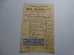 Belgique-2 Timbres Fiscaux  Sur Document (facture) ,scierie Coulonval à Baileux (chimay)27/09/1926. - Documents