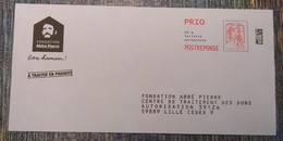 PAP PRET A POSTER FRANCE  MARIANNE CIAPPA-KAVENA LETTRE PRIORITAIRE 175002  FONDATION ABBE PIERRE 59889 LILLE CEDEX 9 - Prêts-à-poster: Réponse /Beaujard