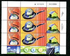 ISRAEL 2009 FULL SHEET GLOBAL WARMING SOLAR & GEOTHERMAL ENERGY  12792-3 - Unused Stamps (with Tabs)