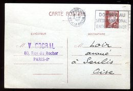 Entier Postal De Paris Pour Senlis En 1943 - N110 - Standard Postcards & Stamped On Demand (before 1995)