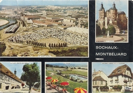 CPM . MULTIVUES "  SOCHAUX-MONTBELIARD  " AFFR AU VERSO EN 1976 . 2 SCANES - Sochaux